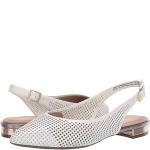 Rockport Women's Adelyn Perforated Sling back Flats White  8M US